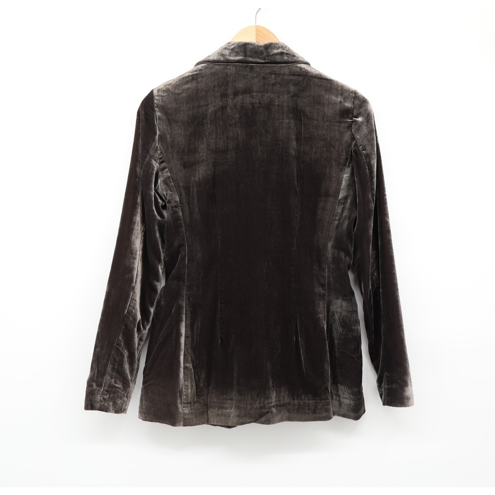 Anthropologie Ett:Twa Gallery Velvet Single Breasted Blazer Carbon Grey Sz 2 NEW - Picture 3 of 8
